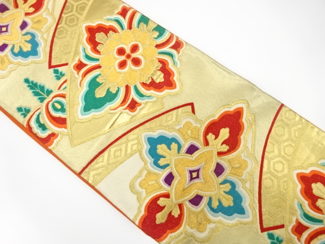 JAPANESE KIMONO / ANTIQUE FUKURO OBI / SILK / WOVEN JIGAMI PATTERN